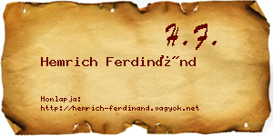 Hemrich Ferdinánd névjegykártya